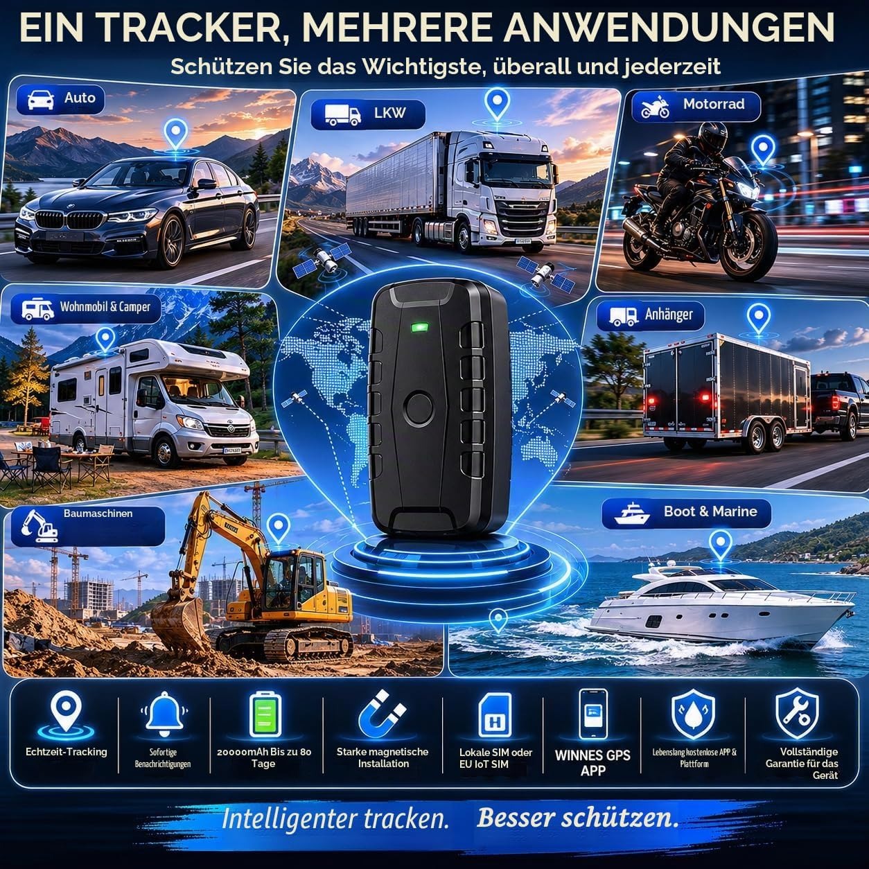 ردیاب GPS خودرو TKMARS TK918 4G باتری 20000mAh، آهنربایی و هشدار ضدسرقت
