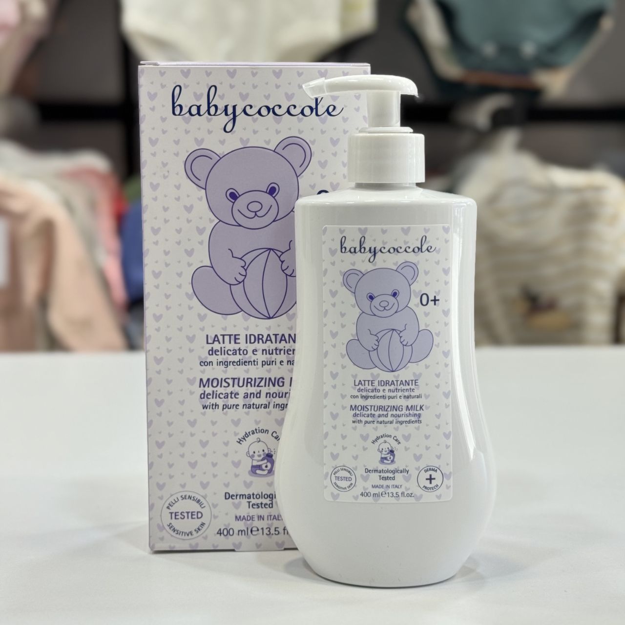 لوسیون مرطوب کننده بدن کودک 400 میل بی بی کوکول babycoccole بنفش اورجینال ایتالیا انقضا 2029 مدل 2