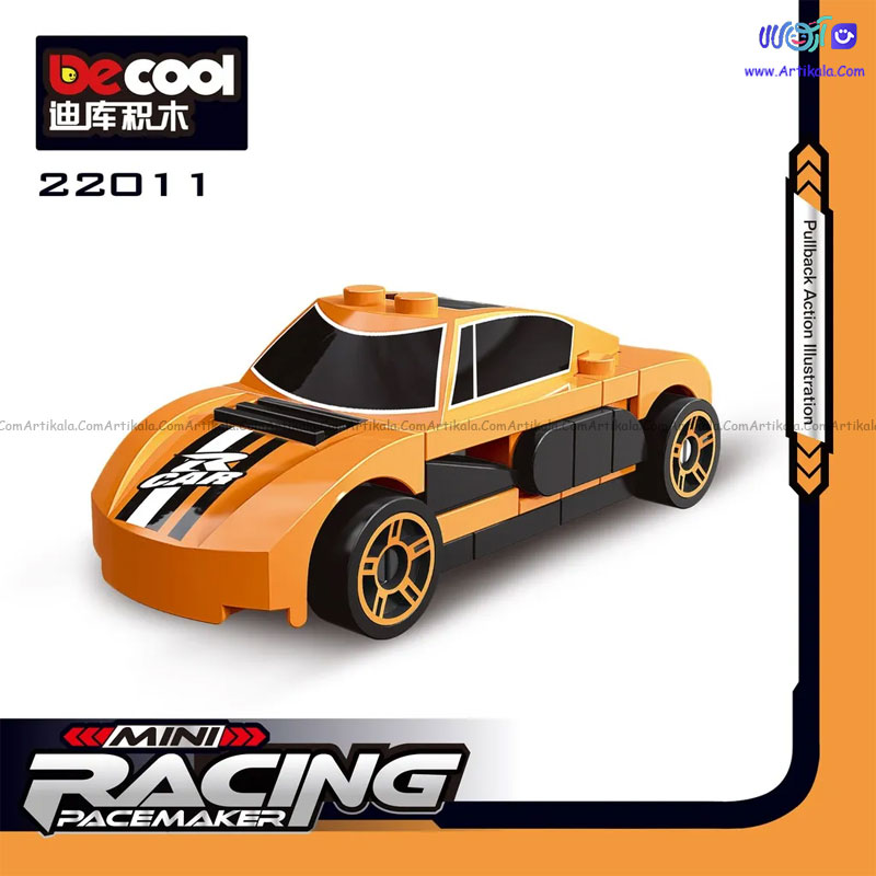 لگو ماشین مسابقه نارنجی عقب کش مدل decool 22011