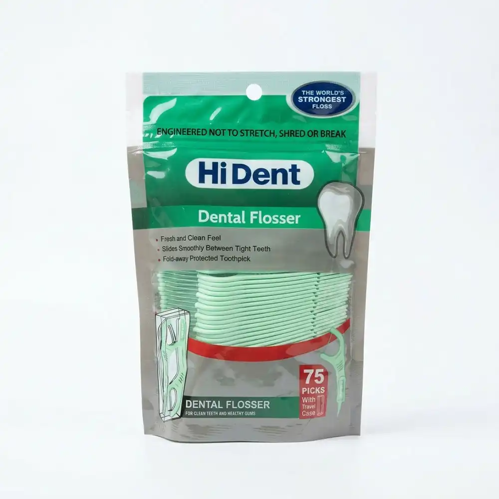 نخ دندان کمانی و خلالدار هایدنت (HiDent) بسته 75 عددی + قاب مسافرتی