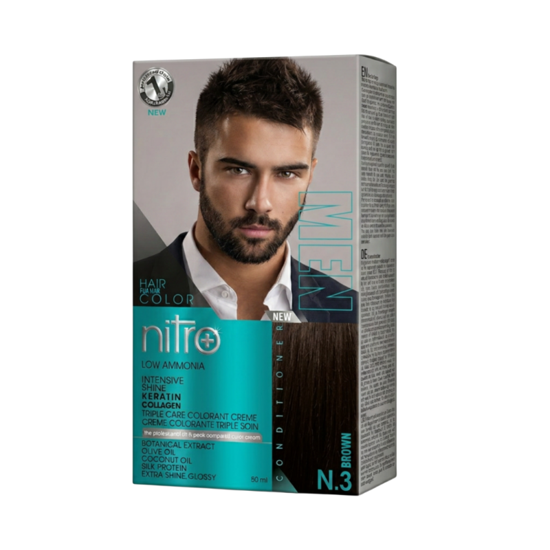 کیت رنگ موی مردانه شماره N3 قهوه ای نیترو پلاس