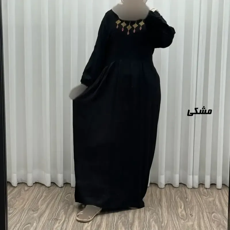 پیراهن ساحلی نخی گلدوزی شده مدل میلان فری سایز مناسب تا 46 با کمربندجدید