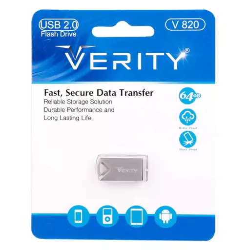 فلش 64 گیگ وریتی مدل Verity V820 گارانتی مادام العمر آسان سرویس