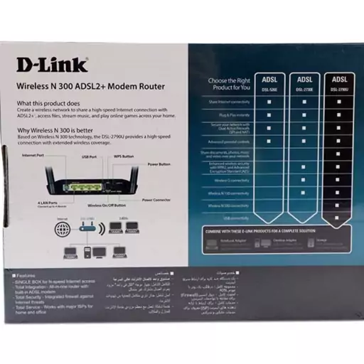 مودم ای دی اس ال 2 آنتن D Link DSL 2790u N300 ADSL2