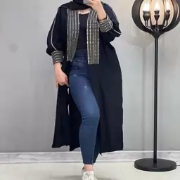 مانتو زنانه بلند جلو باز سنتی خرجکار سوزن دوزی