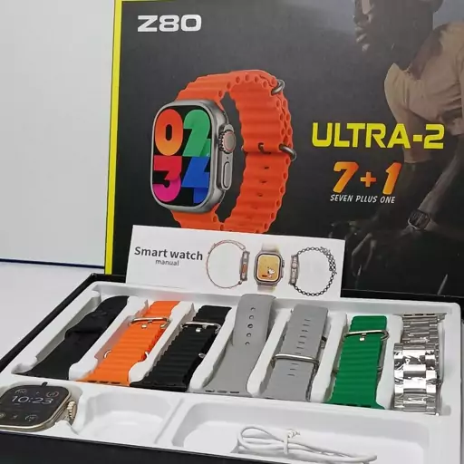 ساعت هوشمند z80 ultra2 با هفت بند زیبا و با کیفیت اندازه صفحه ساعت 45 میلی متر