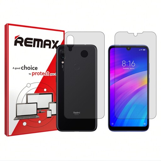 گلس پشت و رو گوشی شیائومی Redmi Note 7 هیدروژلی شفاف برند ریمکس  