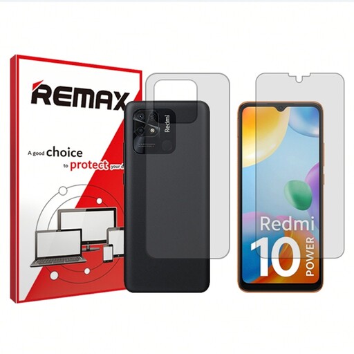 گلس پشت و رو گوشی شیائومی Redmi 10 power هیدروژلی شفاف برند ریمکس  