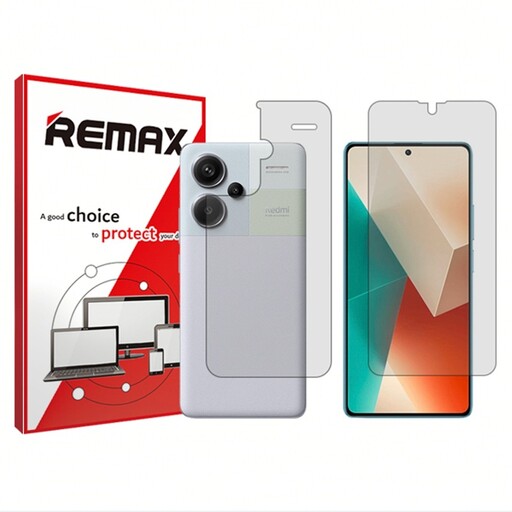 گلس پشت و رو گوشی شیائومی Redmi Note 13 Pro plus هیدروژلی شفاف برند ریمکس  