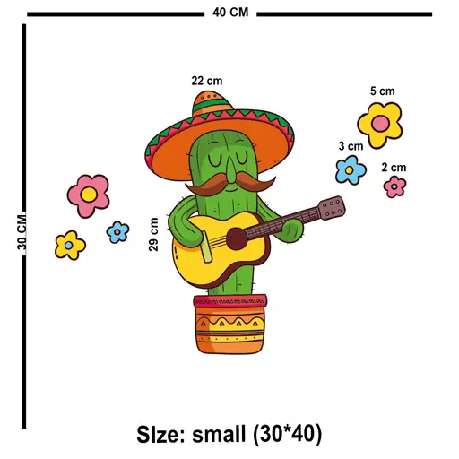 استیکر چوبی کودک باروچین مدل کاکتوس نوازنده کد 1323 