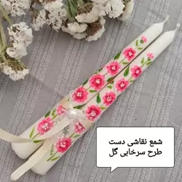 شمع قلمی نقاشی دست طرح سرخابی گل،نقاشی شده با رنگ اکرلیک