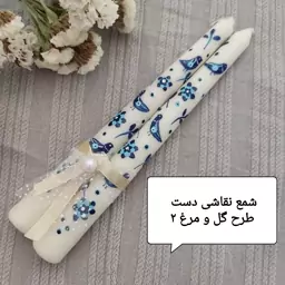 شمع نقاشی دست طرح گل و مرغ 2،نقاشی با رنگ اکرلیک