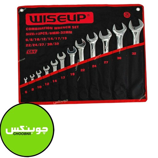 ست 12 عددی آچار یکسر تخت یکسر رینگی سایز 6 الی 32 مدل 30604 برند wiseup(وایزآپ) فروشگاه چوبنکس