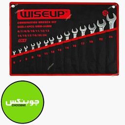 ست 14 عددی آچار یکسر تخت یکسر رینگی سایز 6 الی 24 مدل 30605 برند wiseup(وایزآپ) فروشگاه چوبنکس