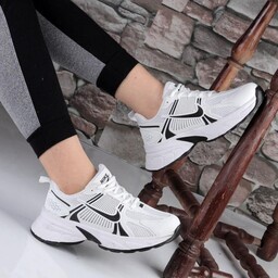 کتونی نایک لژدار زنانه دخترانه کفش ونس اسپورت اسپرت سبک نایکی NIKE کرم کرمی لژ دار طبی سفید مشکی رانینگ ورزشی  راحت بیست