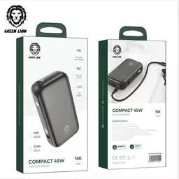 پاور بانک 15000 میلی آمپر ساعت گرین لاین مدل (GNCP45WPB15BK) Green Lion Compact Power Bank PD 45W مشکی