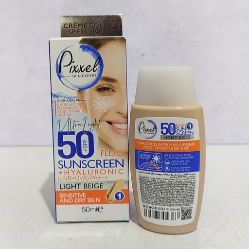 کرم ضد آفتاب 50 میل رنگ بژ روشن پیکسل مناسب پوست های خشک تا نرمال و حساس با SPF50 