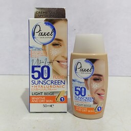 کرم ضد آفتاب 50 میل رنگ بژ روشن پیکسل مناسب پوست های خشک تا نرمال و حساس با SPF50 