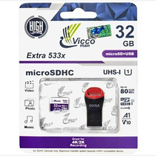 کارت حافظه MicroSD ویکومن 533X ظرفیت 32 گیگابایت به همراه کارتخوان