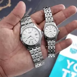 ساعت ست مردانه زنانه کاسیو Casio  نقره ای صفحه سفید 