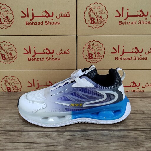 کتونی nike نایک زیره کپسولی پسرانه رنگ سفید آبی سایز 37 تا 40 کفی طبی زیره کپسولی لژ 4 سانتی رویه بافت خارجی سبک و راحت