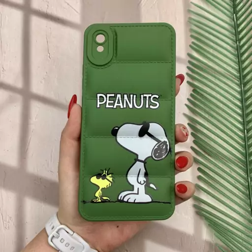 قاب گوشی Redmi 9A شیائومی پافری محافظ لنز دار طرح PEANUTS سبز کد 11471