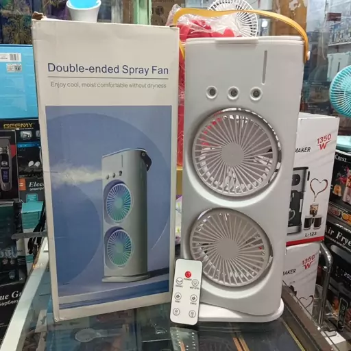 پنکه شارژی مه پاش پنکه دوبل چرخشی موتور براشلس DOUBLE ENDED SPRAY FAN