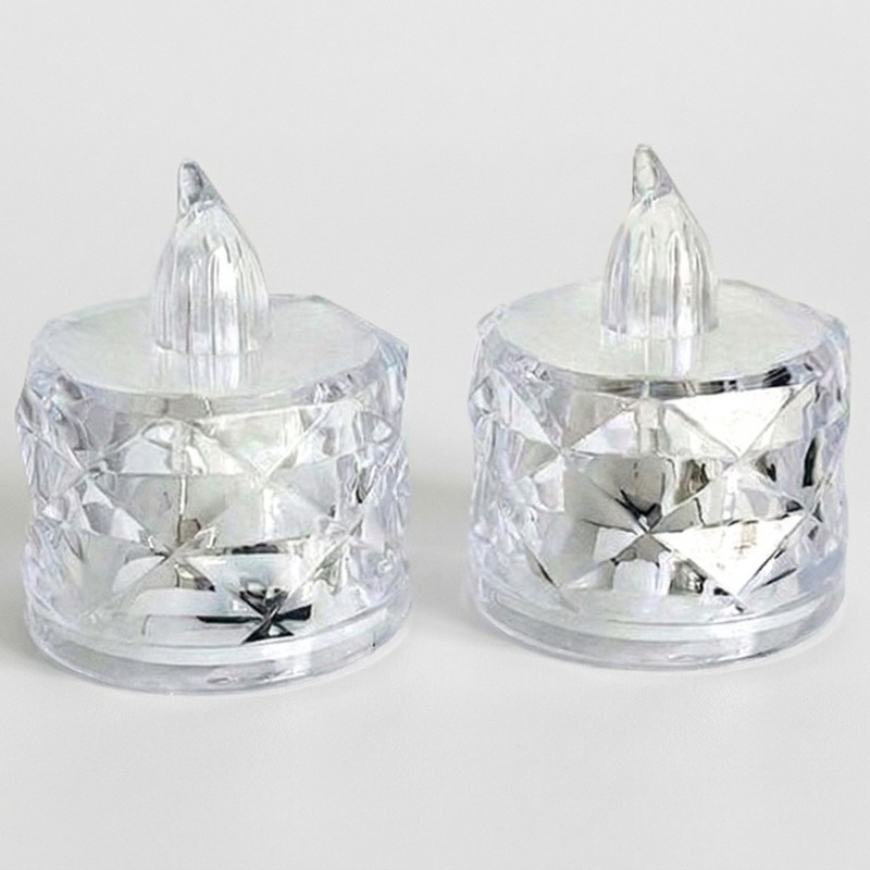 شمع ال ای دی مدل کریستالی شفاف طرح Diamond مجموعه 2 عددی