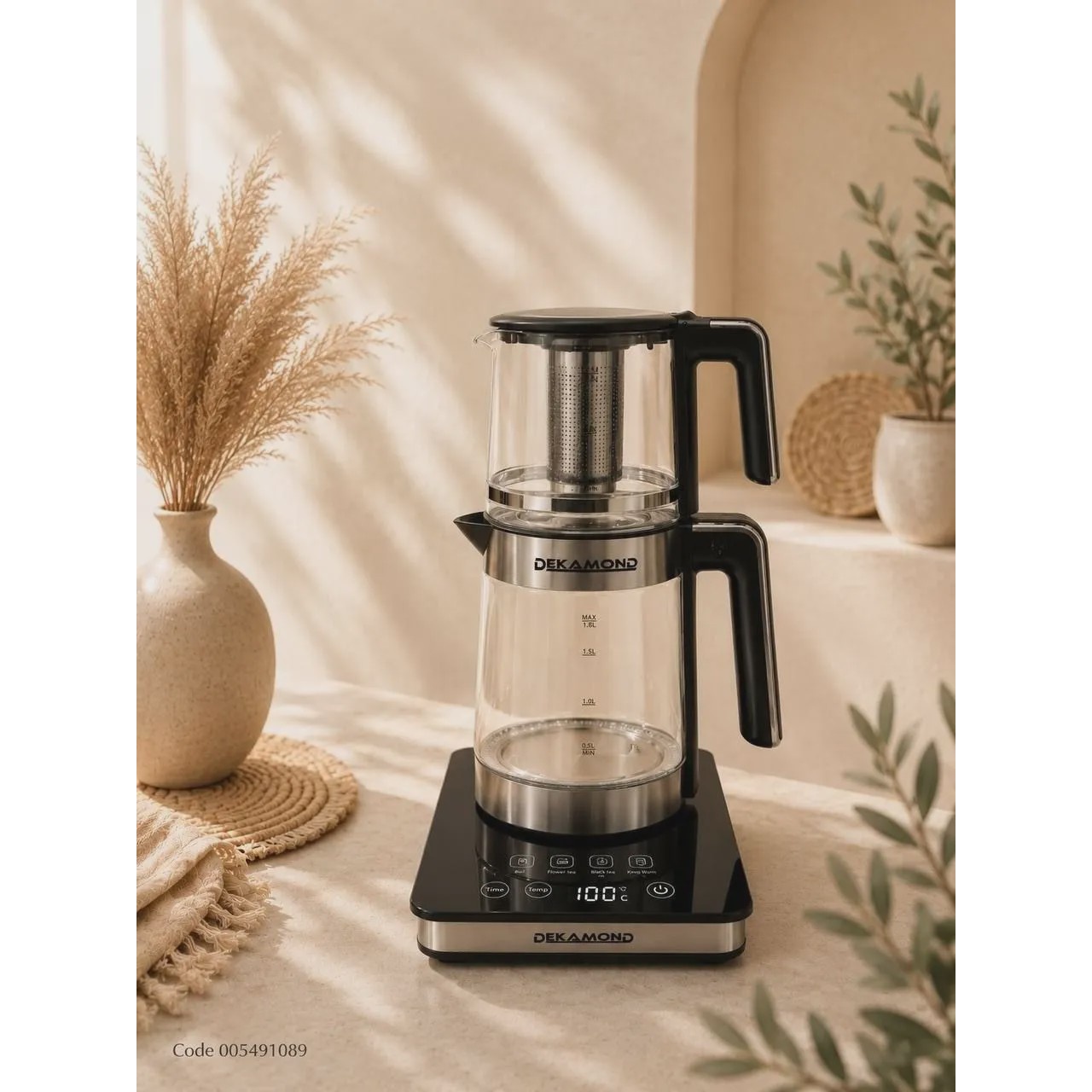 چای ساز برقی پیرکس دکاموند مدل ZY-312U 407 با پنل لمسی دیجیتال