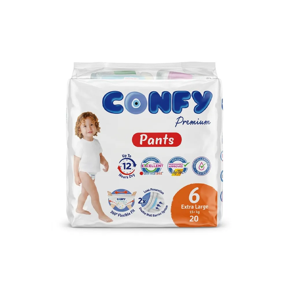 پوشک شورت کانفی مدل Confy Premium Pants سایز 6 XL وزن 15+ کیلوگرم بسته 20 عددی