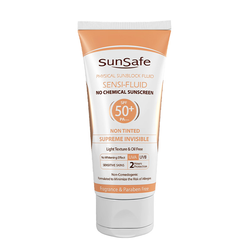 ضد آفتاب فیزیکی فلوئیدی سان سیف - SPF50+ پوست حساس