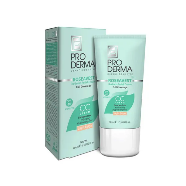 کرم پوشاننده و مرطوبکننده رنگی صورت بژ روشن پرودرما 40 میلیلیتر Pro Derma