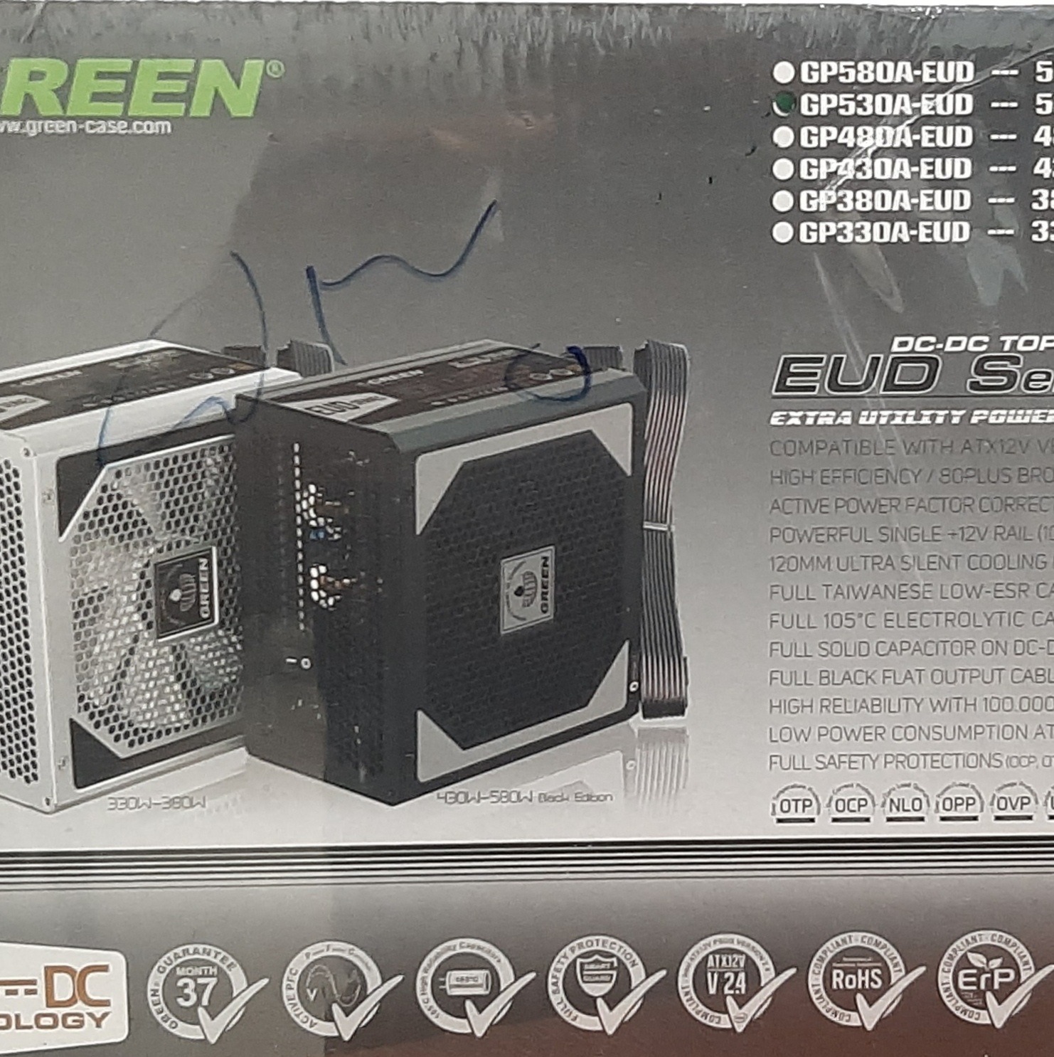پاور گرین 530 وات مدل gp530a-eod plus 80 bronze