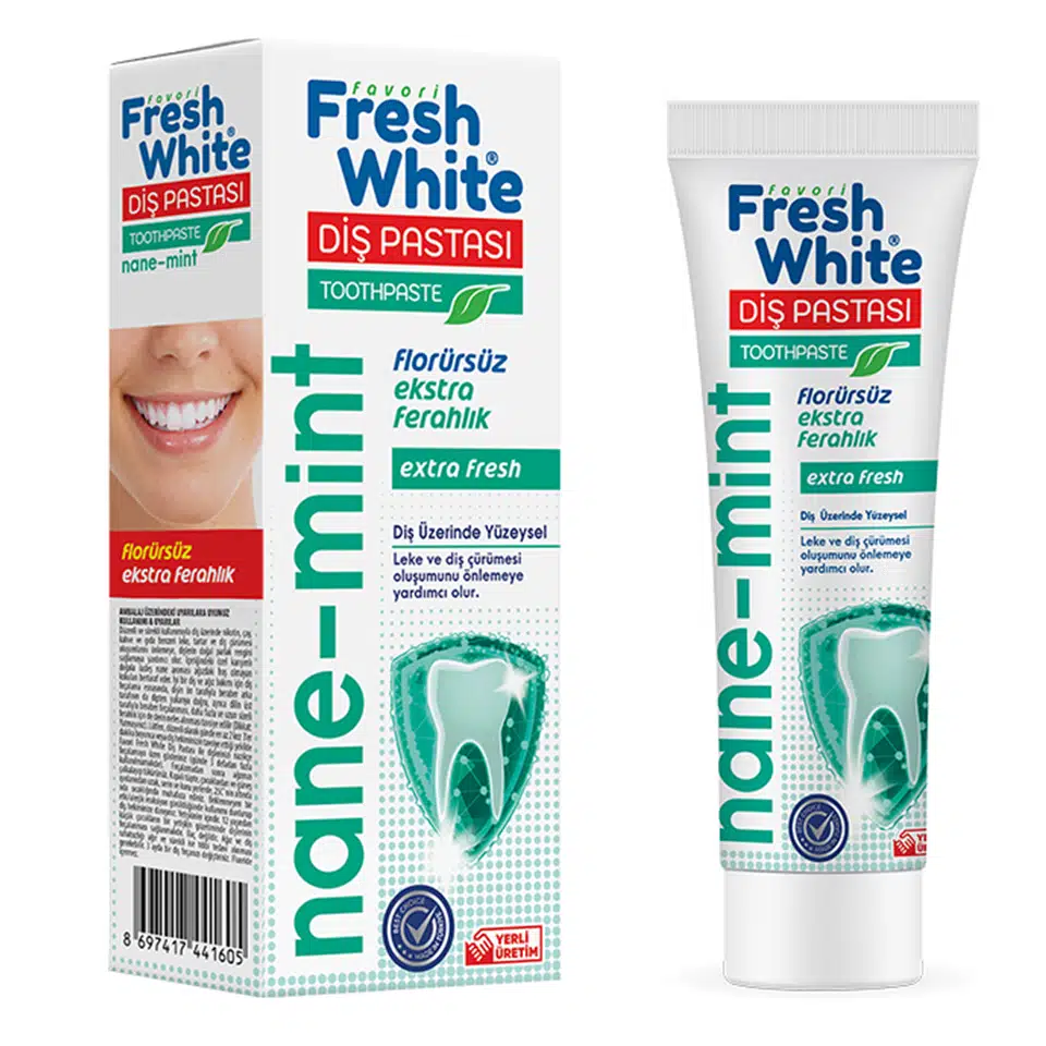 خمیر دندان بدون فلوراید فرش وایت Fresh White TOOTHPASTE nane-mint