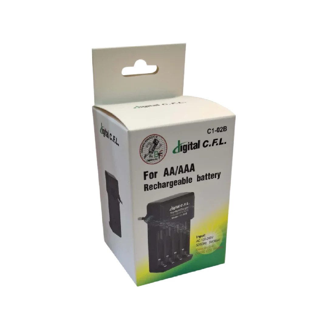 شارژر باتری دیواری دیجیتال سیافال | مدل C1-02B (سازگار با AA/AAA)
