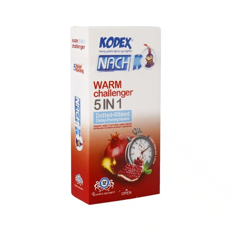 کاندوم ناچ کدکس مدل Warm Challenger 5in1 بسته 12 عددی