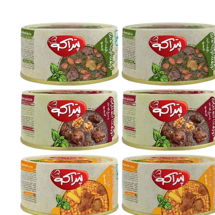 پک 6 عددی کنسرو خورشت قیمه، فسنجان و قورمهسبزی پتراکو