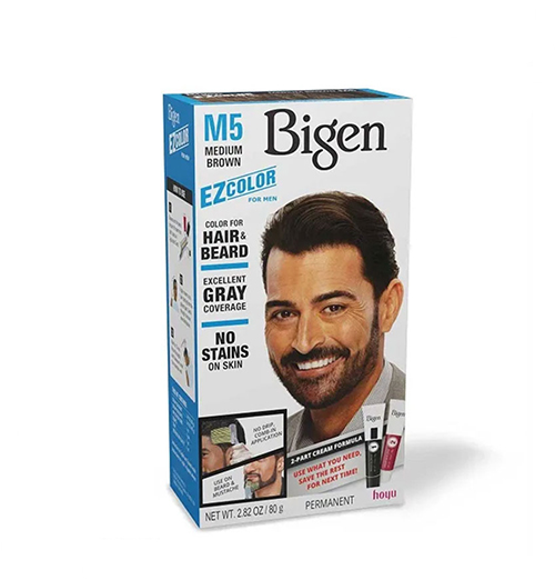 کیت رنگ مو و ریش مردانه بیگن مدل EZ Color شماره M5 قهوهای متوسط، 2 × 40 گرم