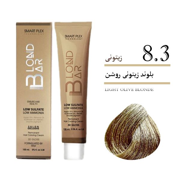 رنگ مو شماره 8.3 بلوندبار حجم 100 میلی لیتر