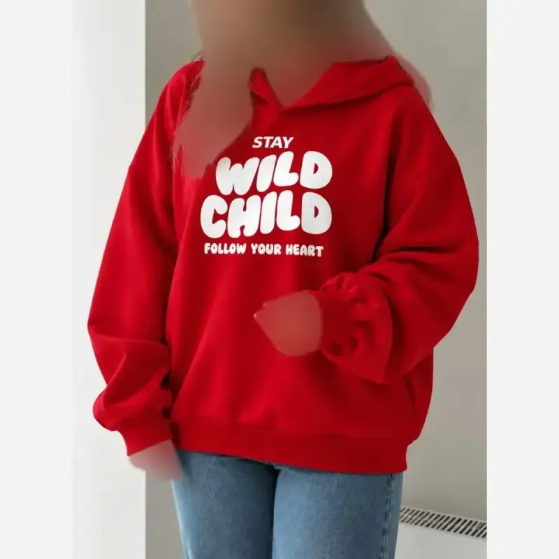 هودی دورس دورو پنبه کلاهدار طرح Wild child فری سایز زنانه