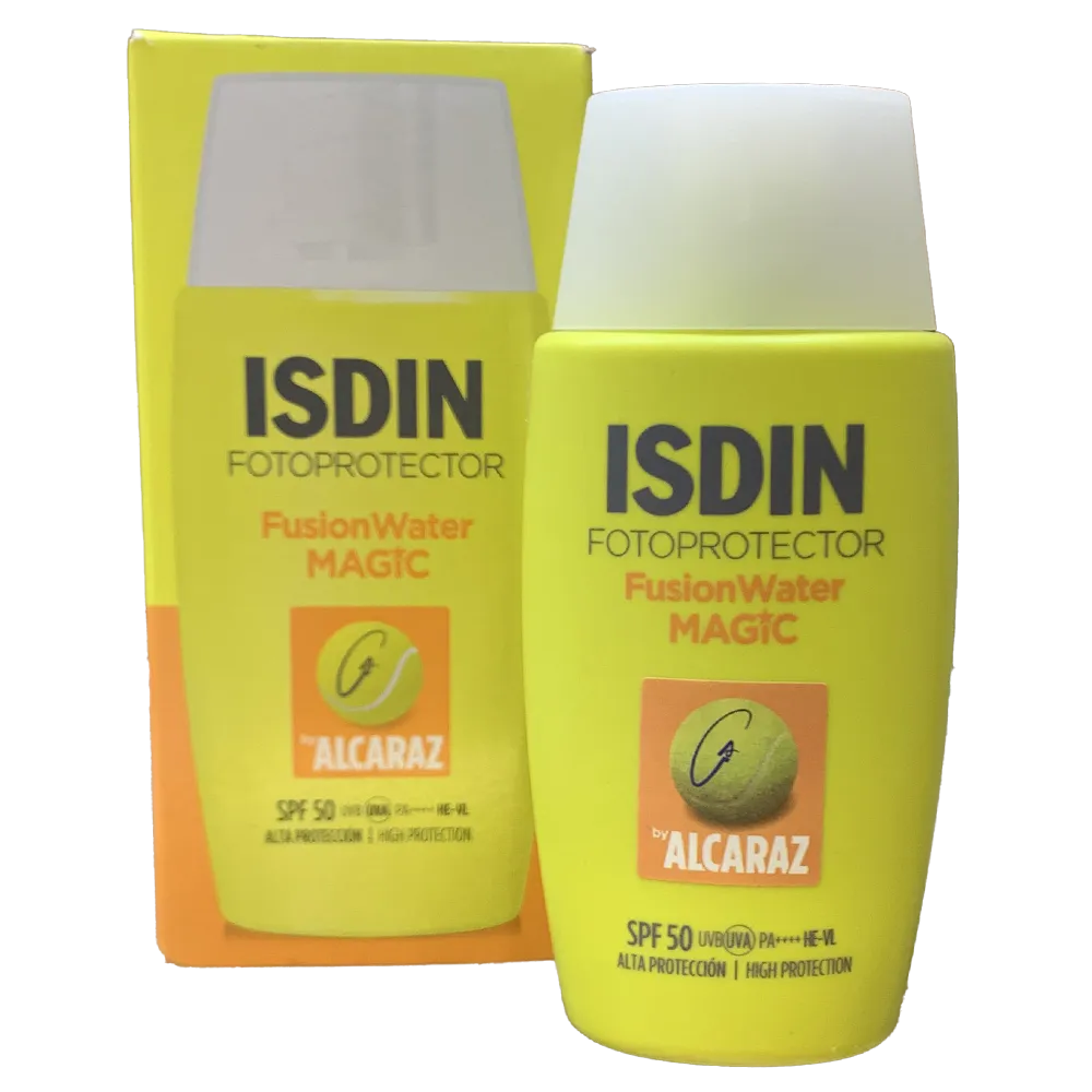 فلوئید ضد آفتاب بی رنگ ایزدین مدل Fusion Water Magic Alcaraz با SPF 50 حجم 50 میلی لیتر