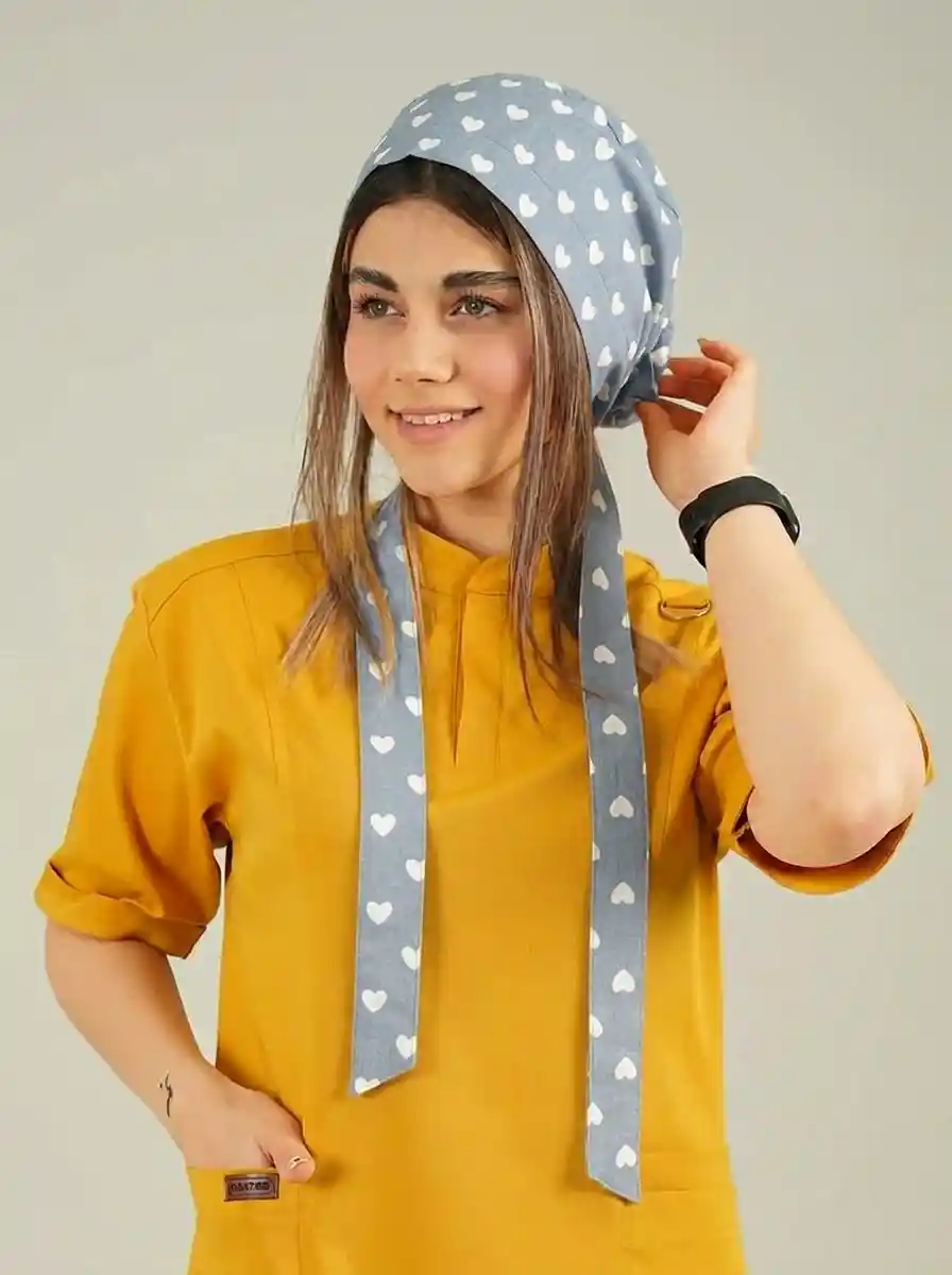 کلاه جراحی طوسی طرح قلب مدل کراواتی