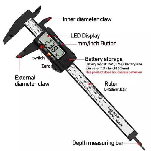 کولیس دیجیتال 15 سانت پلاستیکی (کلیس0تا150میلیمتر)