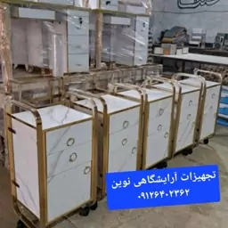 ترولی آرایشگاهی بدنه فلز کشو چوبی دررنگ بندی متنوع هزینه ارسال درب منزل توسط مشتری پرداخت میشود 