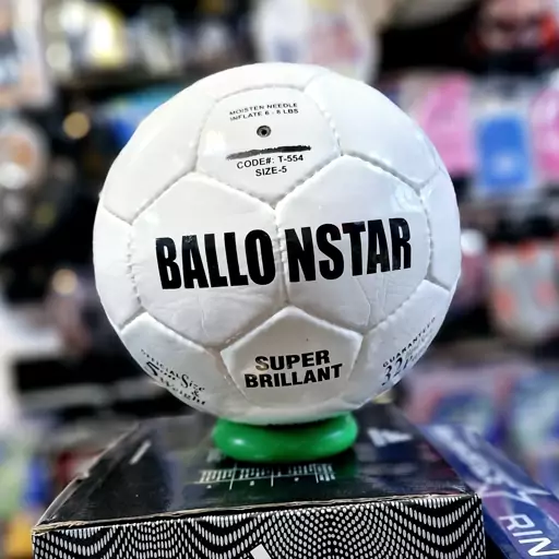 توپ فوتبال چرم سفید کیفیت فوق العاده عالی BALLONSTAR (دوخت و پرس) قیمت شگفت انگیز