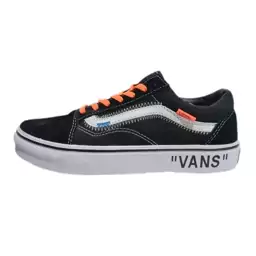 کتونی ساق کوتاه مشکی سفید نارنجی ونس vans