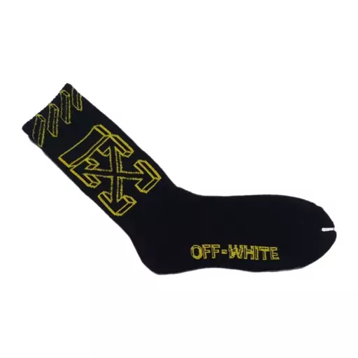 جوراب ساق بلند مشکی زرد آف وایت off white