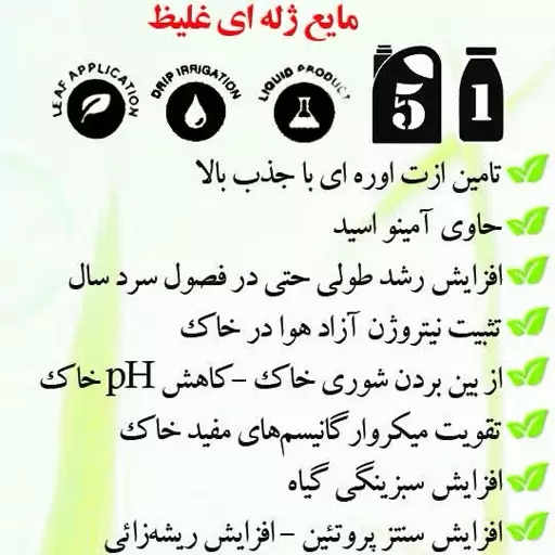 کود ازته(ژله ای )با آمینو اسید.   5 لیتری GREEN SOUL