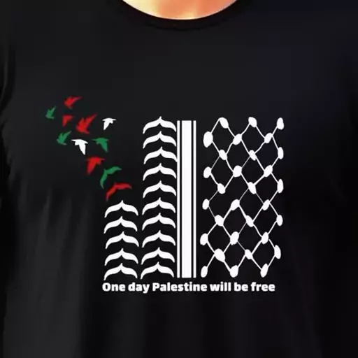 تیشرت مشکی نخ پنبه با طرح One day Palestine will be free 