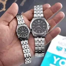 ساعت ست زنانه مردانه استیل برند کاسیو Casio  صفحه مشکی